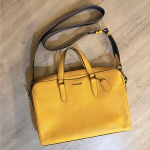 Coach Graham Structured Leather Briefcase, Shoulder Bag, Honeycomb Yellow